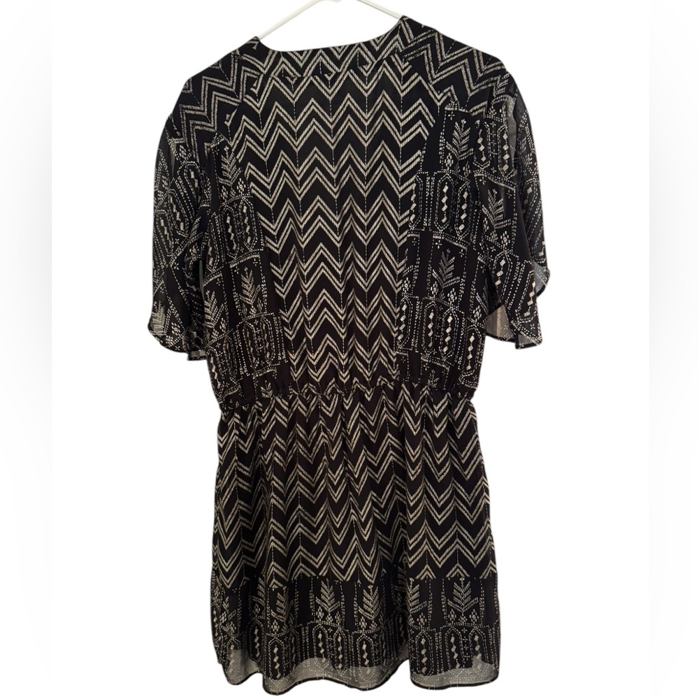 Women’s—Free People Black And Gold Short Split Sleeve V-Neck Dress. Size Small. - Picture 8 of 11